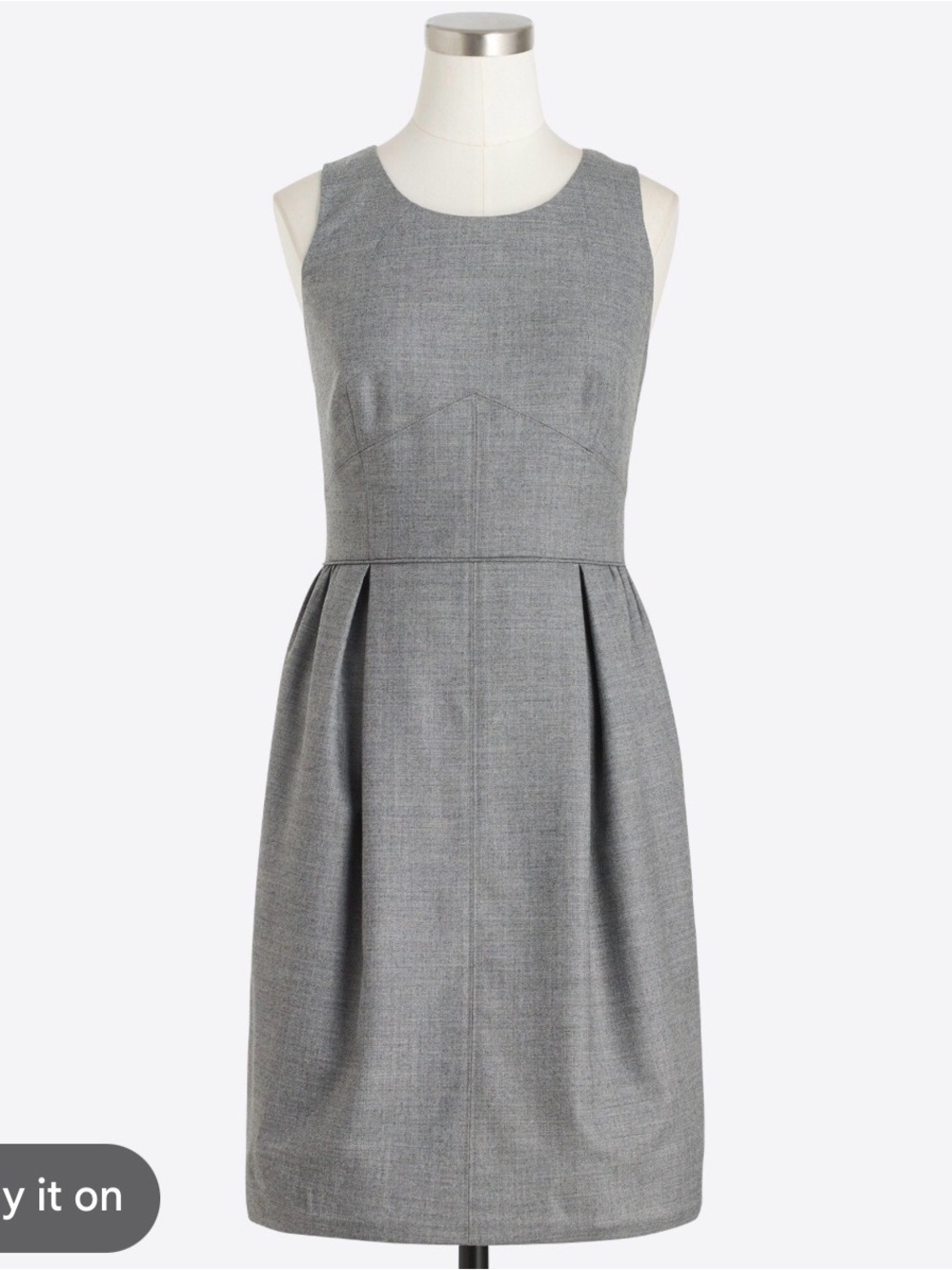 J. Crew Sleeveless Gray Pleated Midi Dress wool dress corporate